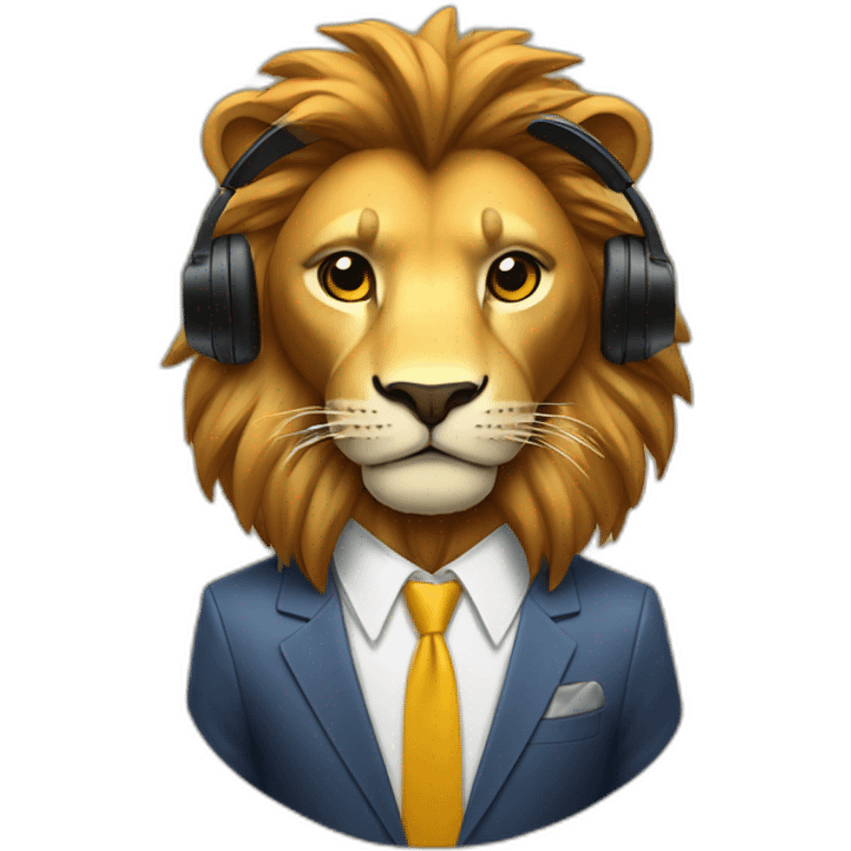 Lion with a suit and gamer earphones  emoji