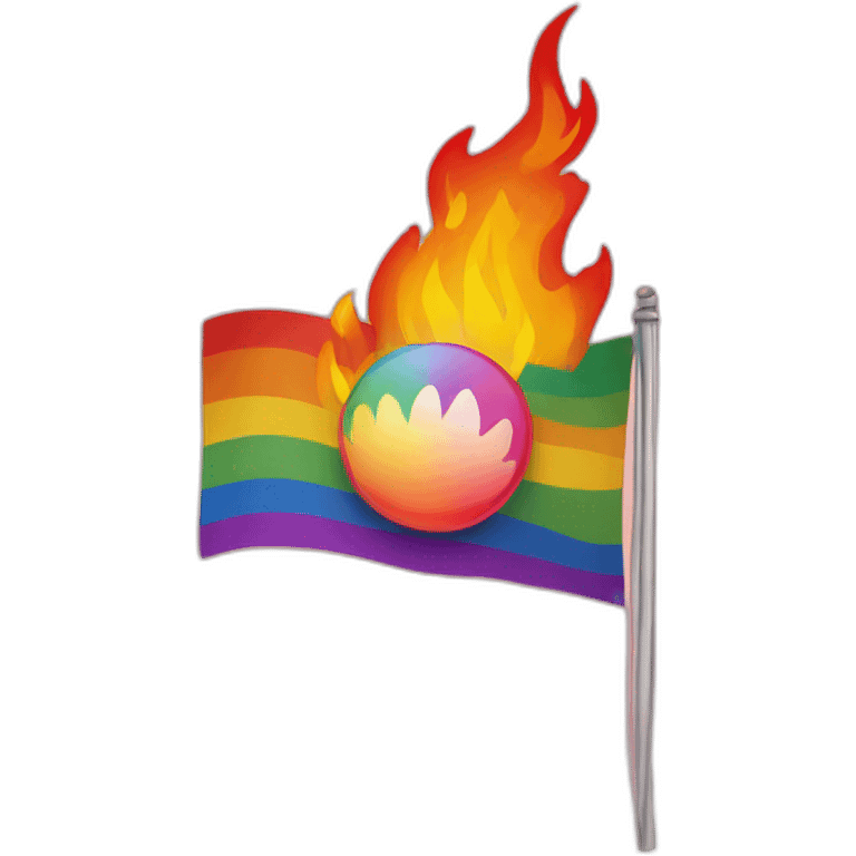 lgbt flag with fire background emoji