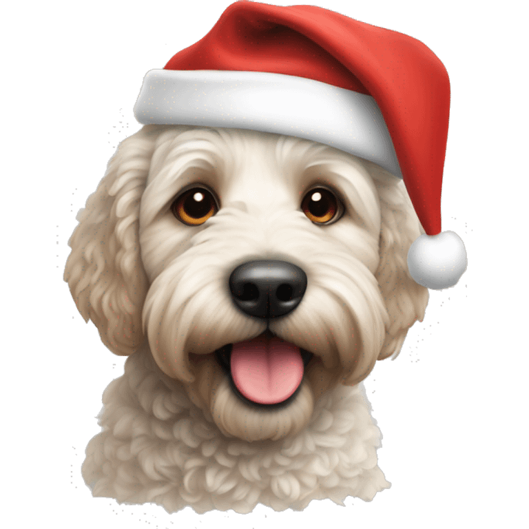 Double doodle dog with Santa hat emoji