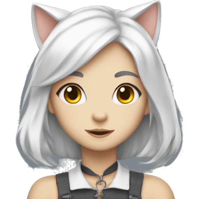 whitehaired whiteeyed catgirl emoji