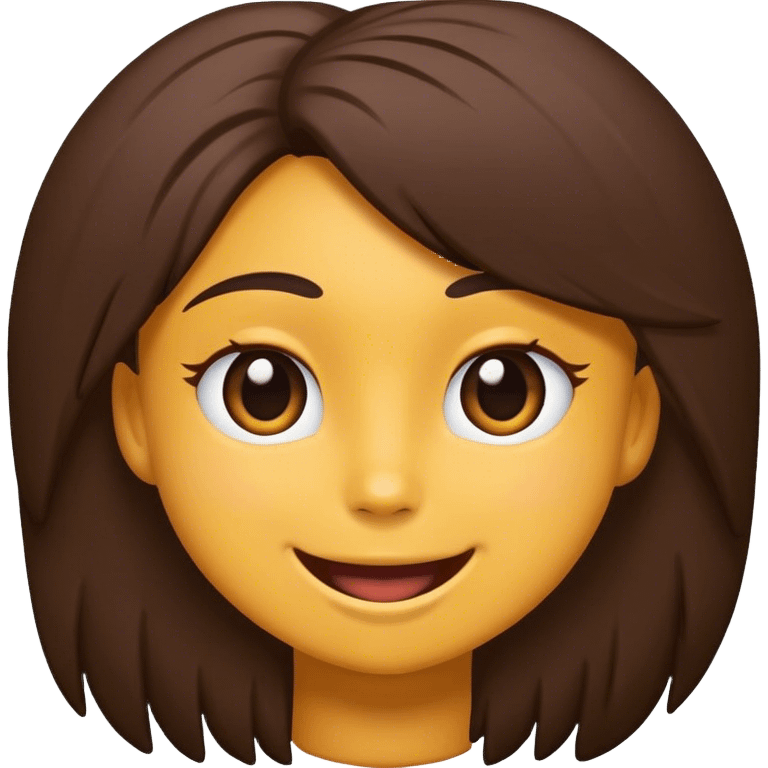 Chica pelo marrón oscuro feliz emoji