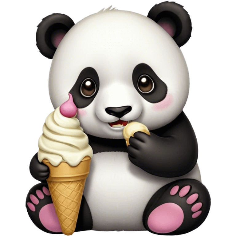 Panda eating ice cream emoji