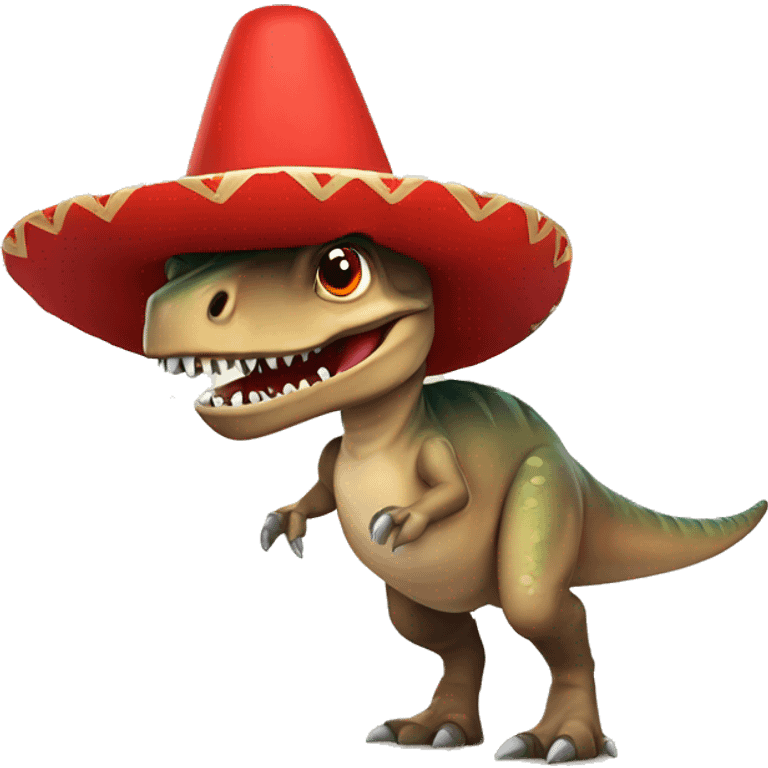 Dinosaure with red manties and sombrero  emoji