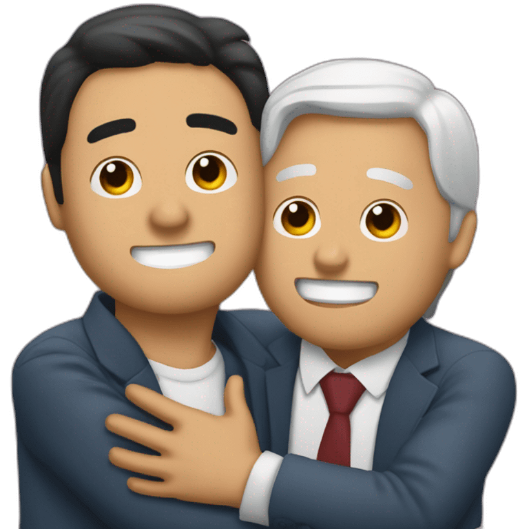 Joaquin Lopez Doriga hugging to Andres Manuel Lopez Obrador fronted emoji