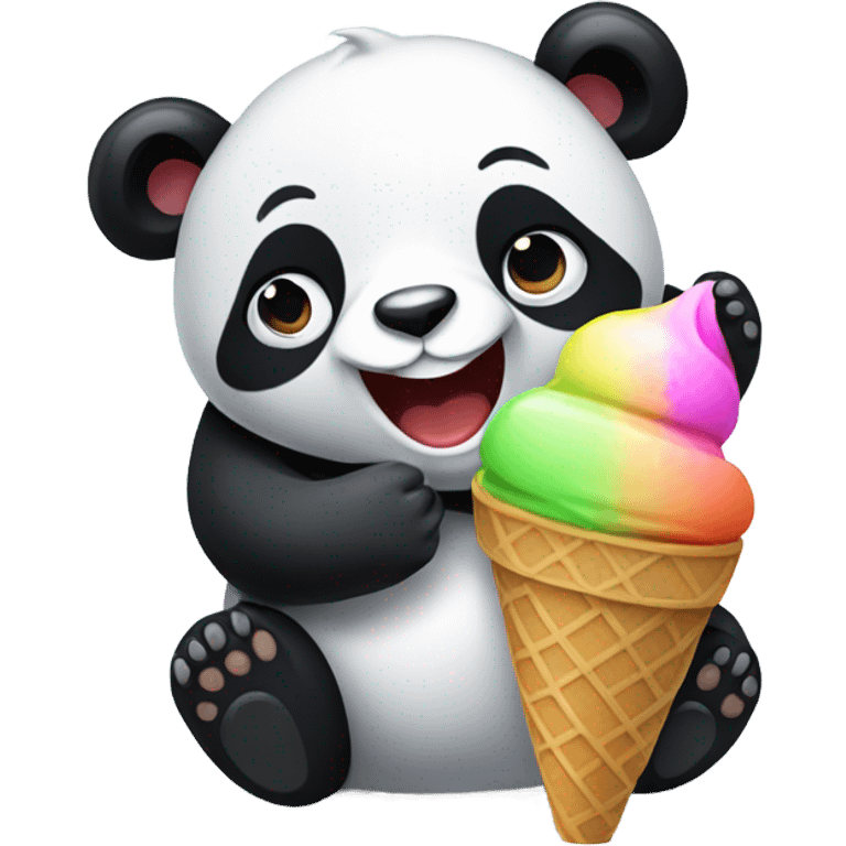 Panda eating ice cream emoji