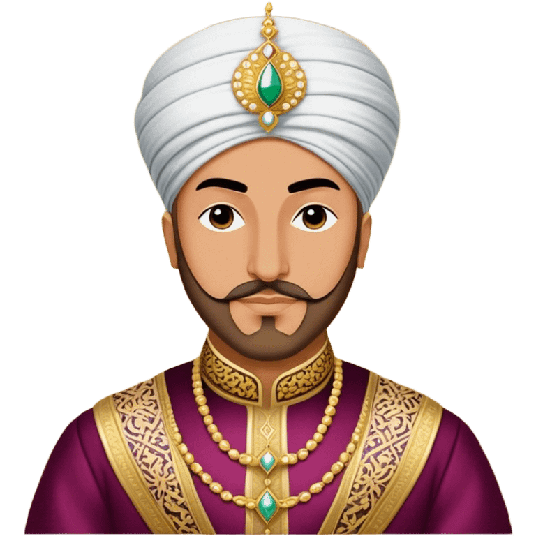 Suleiman the Magnificent – Cinematic Realistic Portrait of Suleiman the Magnificent, depicted as a regal Ottoman sultan in luxurious traditional attire with intricate patterns and a golden turban, his commanding gaze illuminated by warm, historic lighting, exuding majestic authority and timeless grandeur. emoji