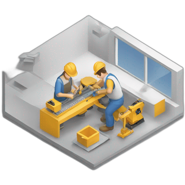 isometric freelance fabricator working making product emoji