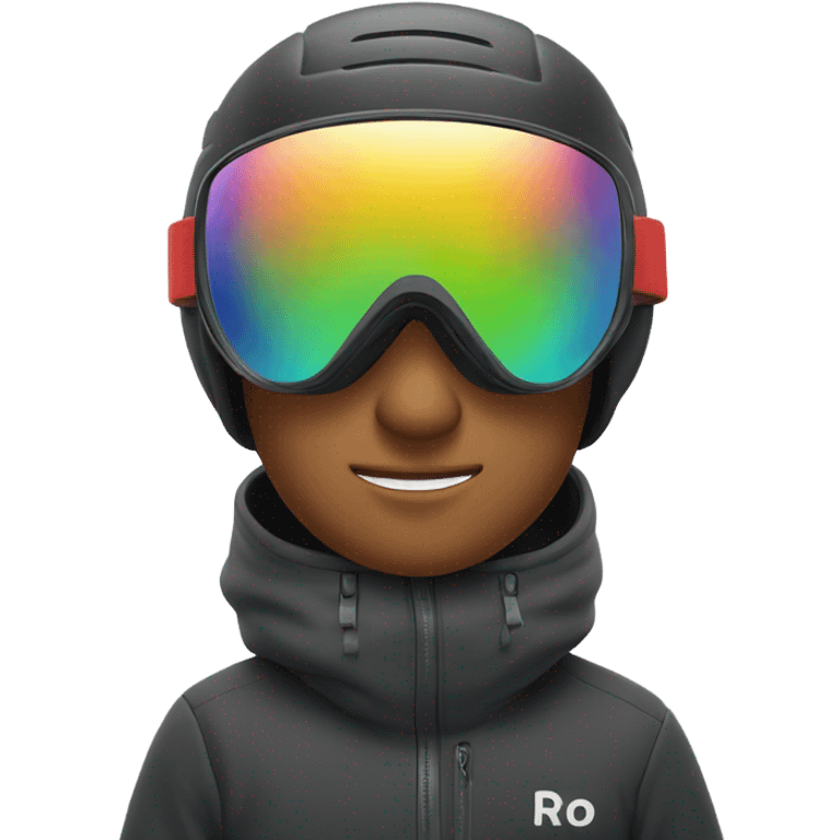 Snow boarding goggles with hand emoji