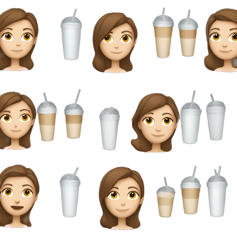 Brown haired white girl drinking protein shake side view emoji