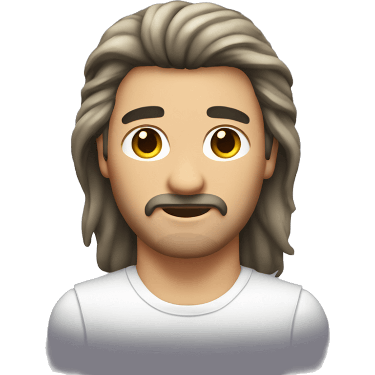 Hombre con cabello blanco y mullet emoji