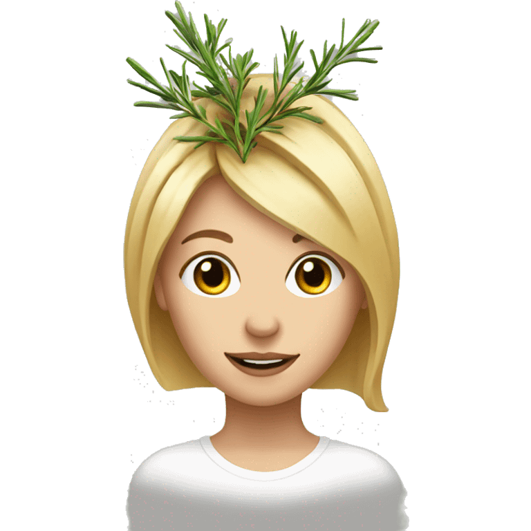 woman with blond Hair growing rosemary out of her head emoji