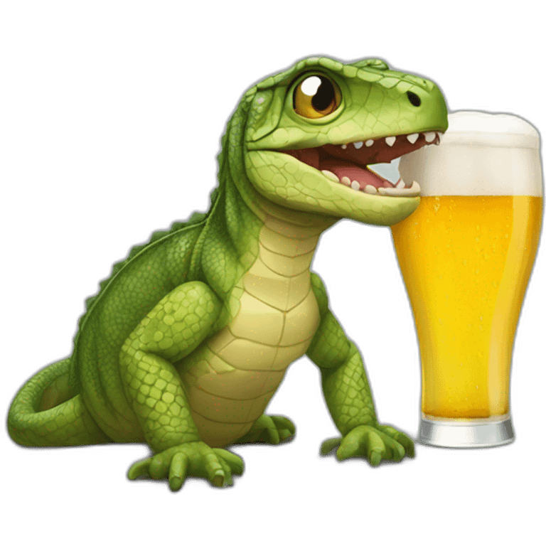 Reptil tomando cerveza emoji