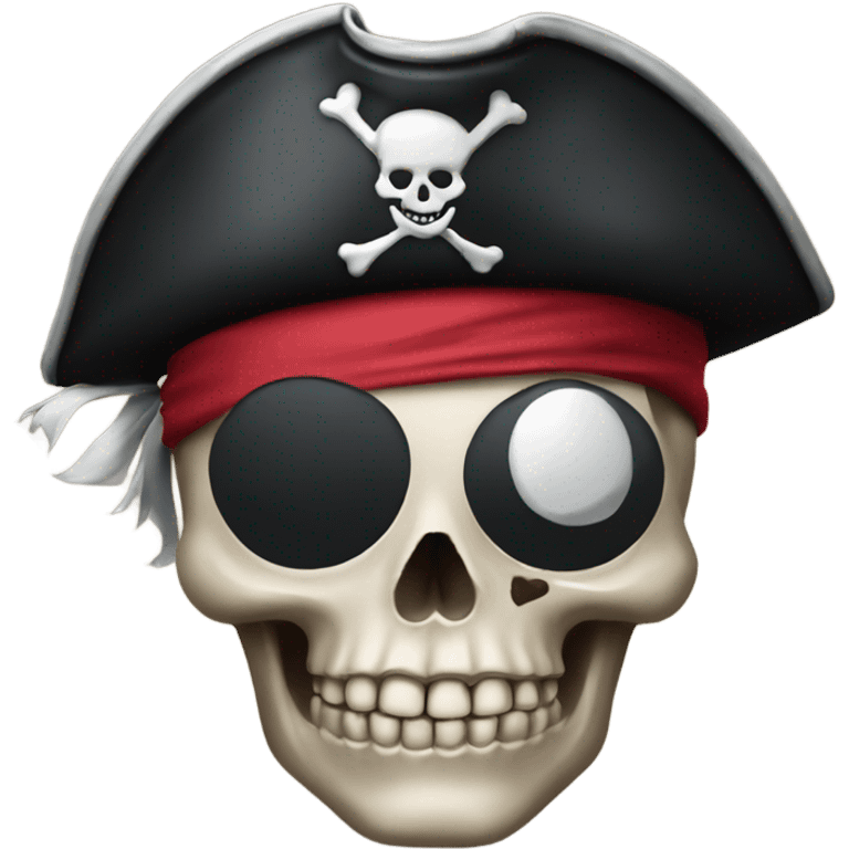 Skull dark with eye patch and pirate hat emoji