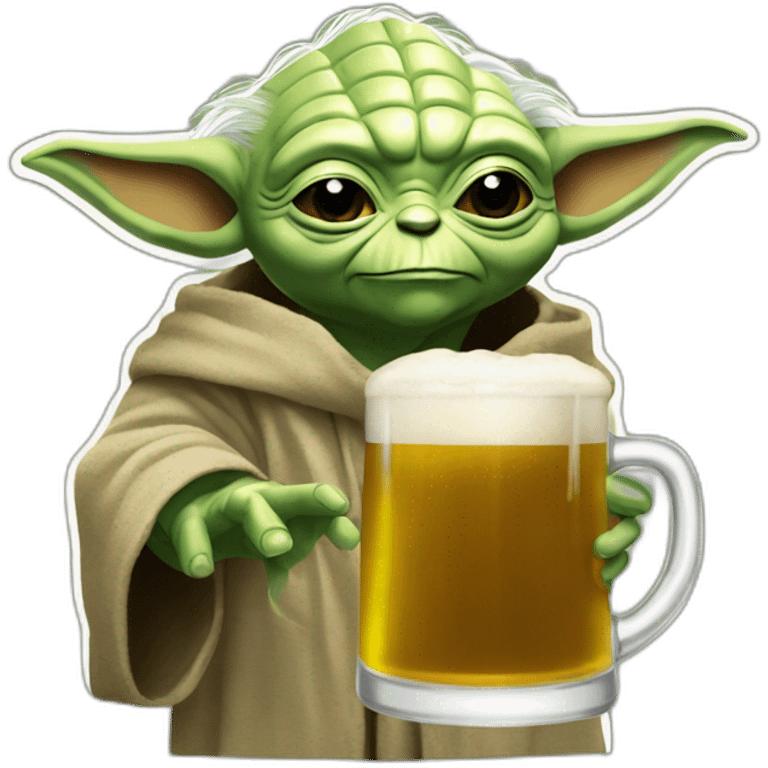 Yoda buvant une bière emoji