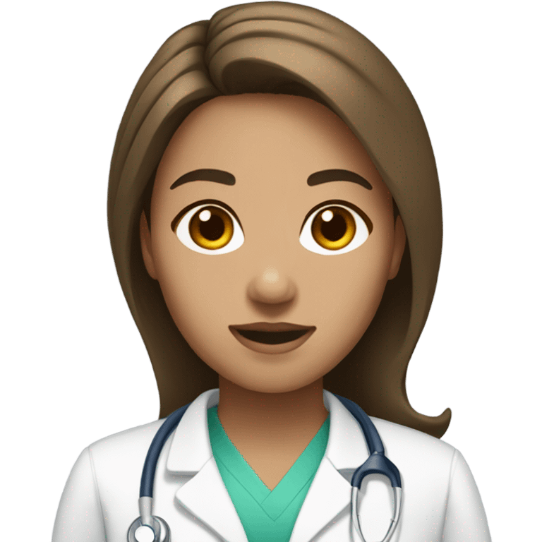 Medical assistant with brown hair and white skin emoji