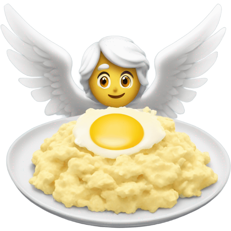 Older white Angel eating scrambled eggs emoji