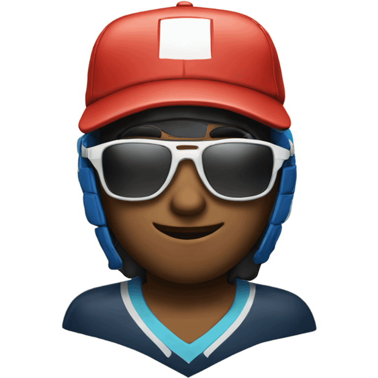 hockey player with sunglasses and a hat on emoji