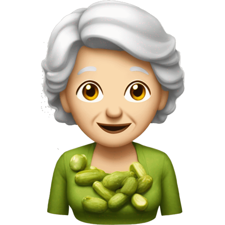 Older lady with pickles emoji