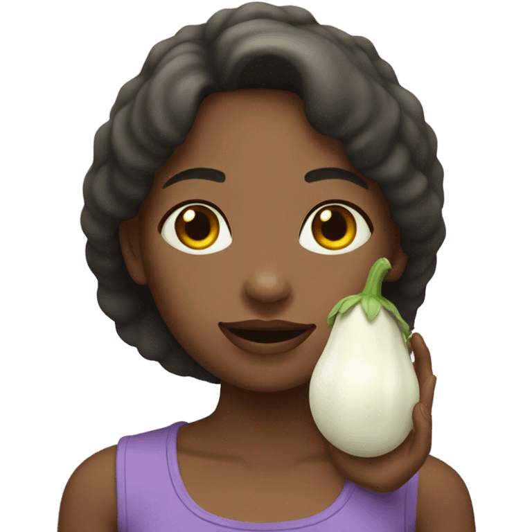 Girl holding a white eggplant  emoji