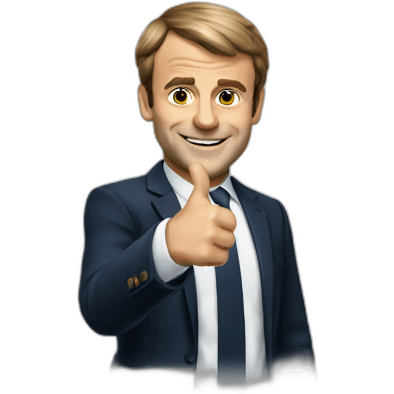 Emanuel Macron giving a thumbs up  emoji