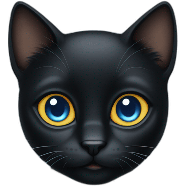 Black  cat with big blue eyes emoji