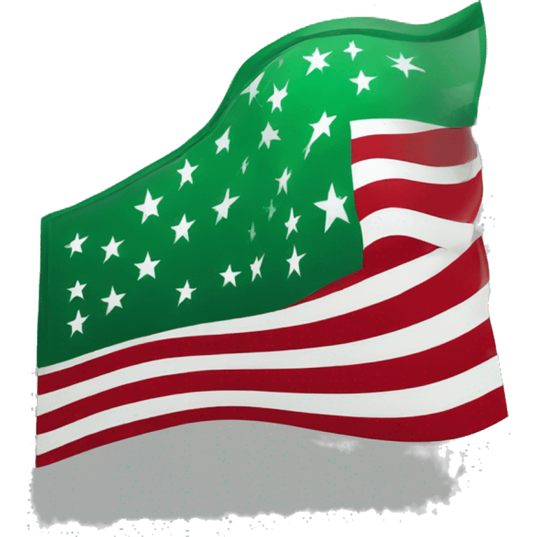 United states flag with a green square, black stars, red and black stripes emoji