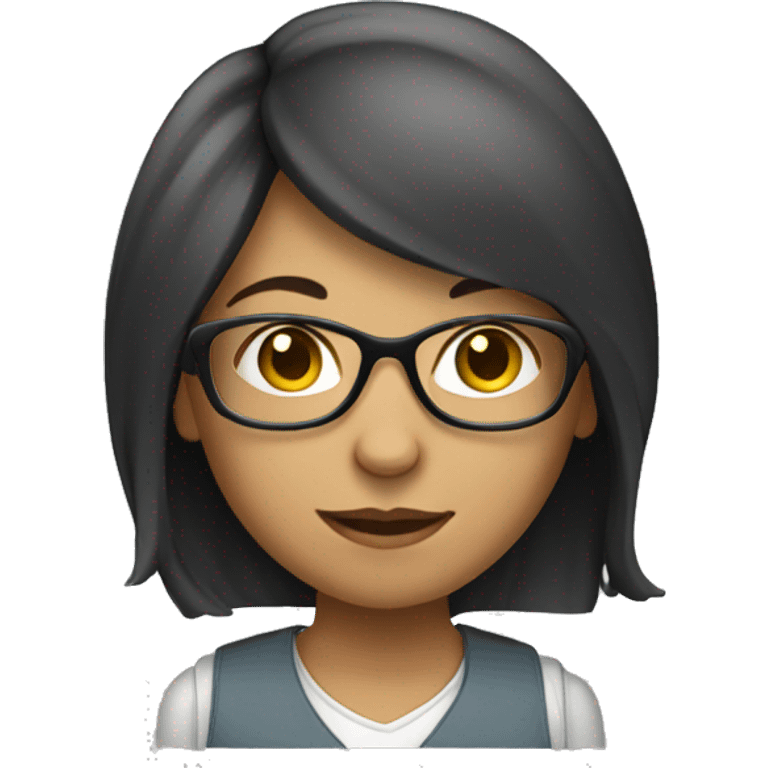 female student with shoulder length hair and glasses emoji