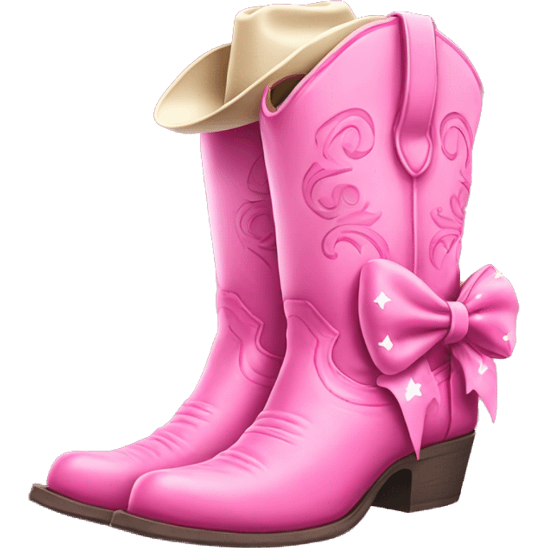 Pink cowboy boots with bow  emoji