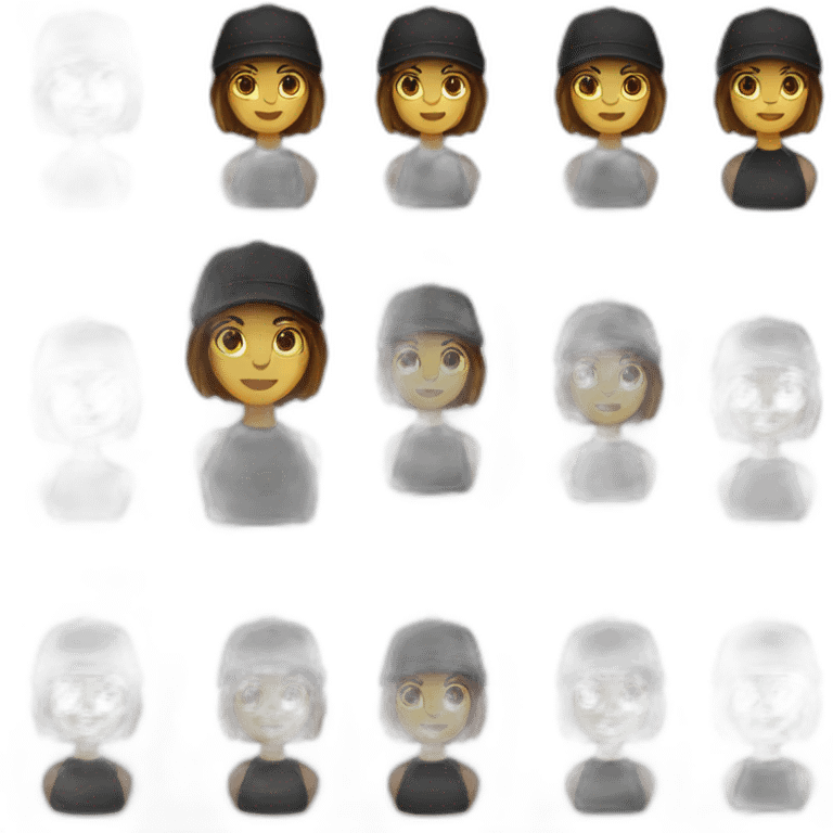 A woman With a black cap, brown hairs and a dr emoji