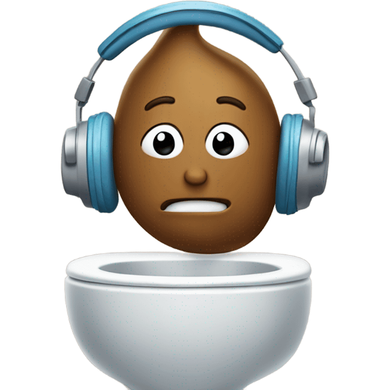 Poop with headphones in the toilet emoji