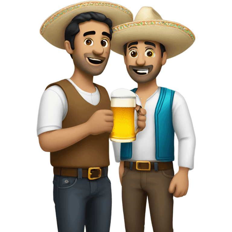 mexican guy having a beer with a white guy emoji