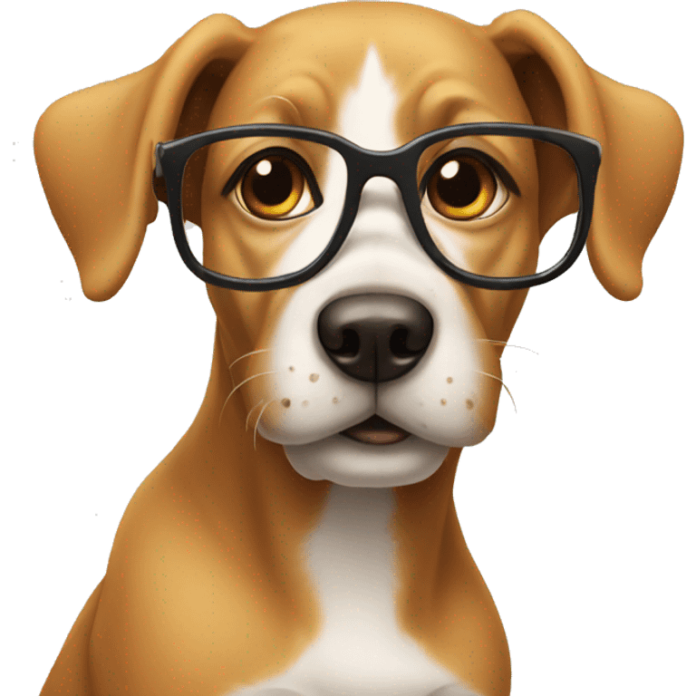 Dog wearing glasses emoji