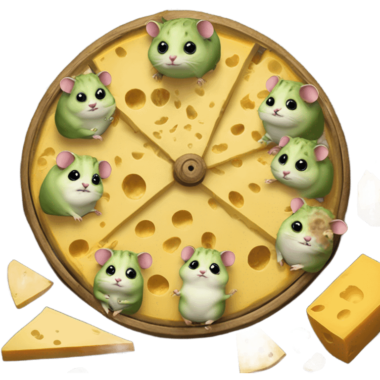 alien hamster cult with cheese and weed emoji