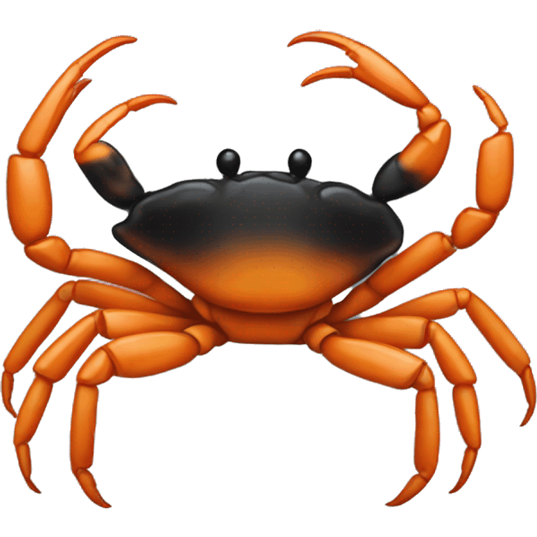 jumping crab half black, half orange burnt emoji