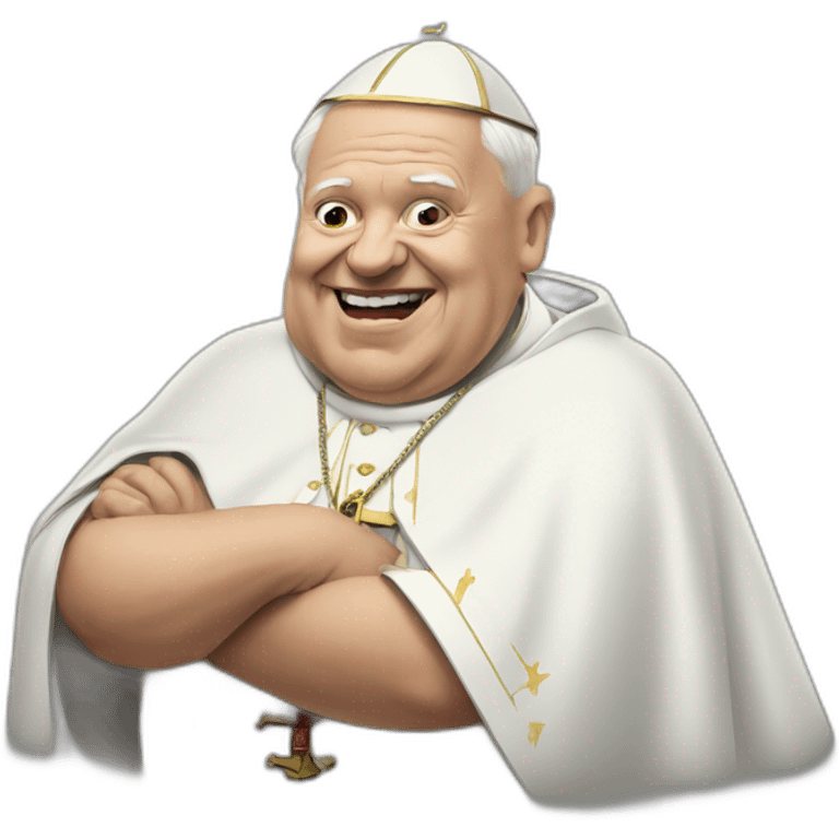 a fat and old pope wearing a metallica t-shirt emoji