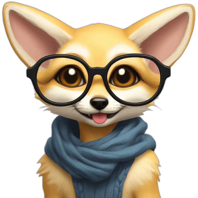 Anthro Fennec with glasses pulling out tongue emoji