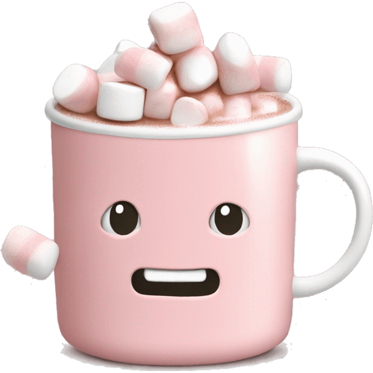 Light Pink mug of hot chocolate with marshmallows  emoji