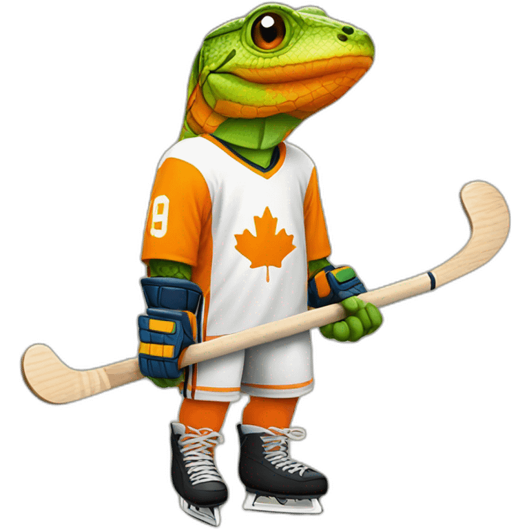 lezard with orange hockey jersey emoji