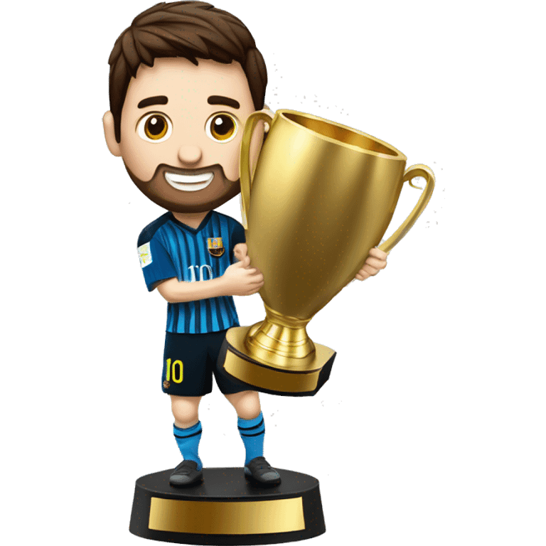 Messi con el trofeo de la copa mundial del futbol emoji