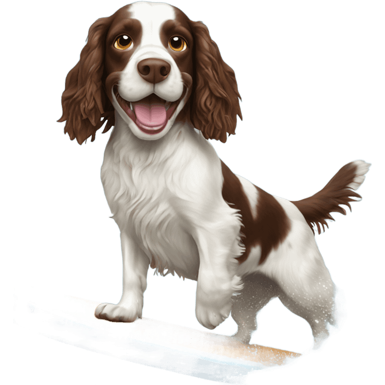 Springer spaniel surfing emoji