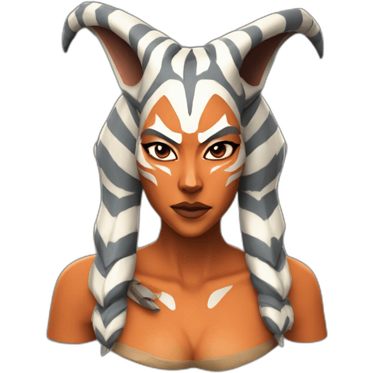 Sexy Ahsoka Tano (bust, front facing, Apple iOS 17 style) horns, tendrils emoji