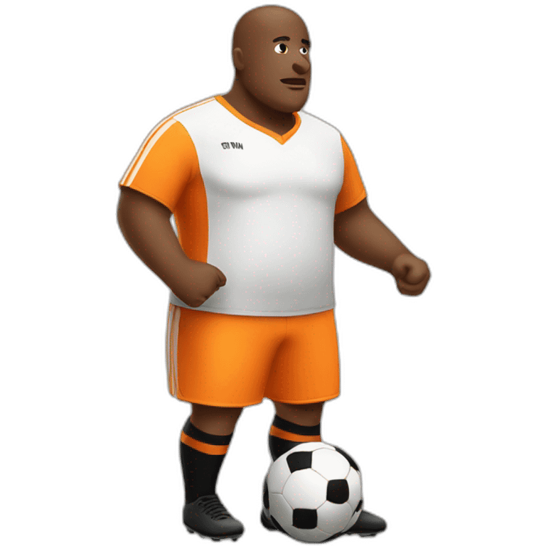 Fat man play soccer orange and black emoji