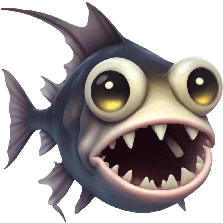 Anglerfish with glowing lure, sharp teeth, and big eyes. emoji