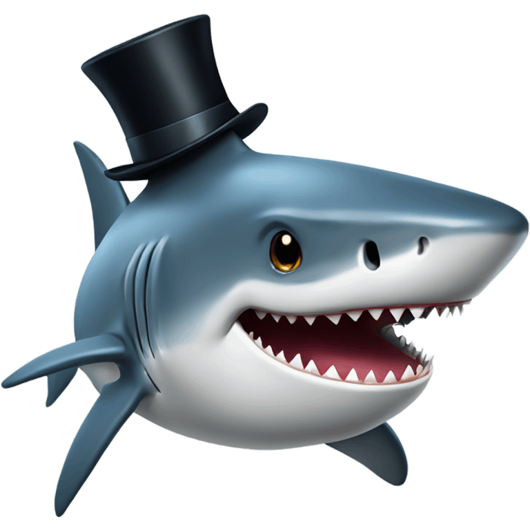 Shark with a top hat emoji