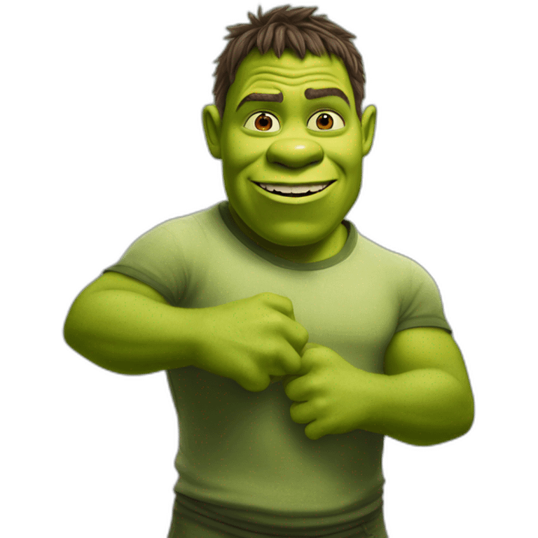 Shrek qui imite ronaldo emoji