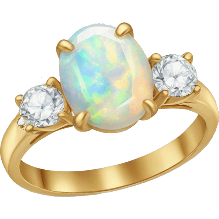 realistic opal engagement ring with two diamonds emoji