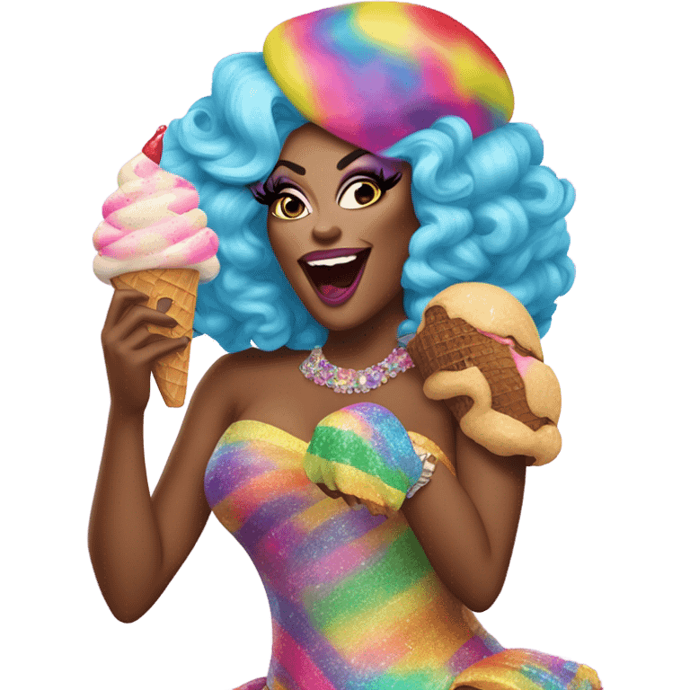 Drag queen eating ice cream emoji