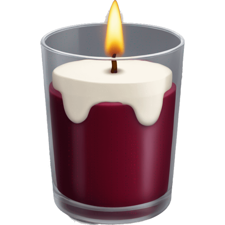 Dark red velvet candle in a glass emoji