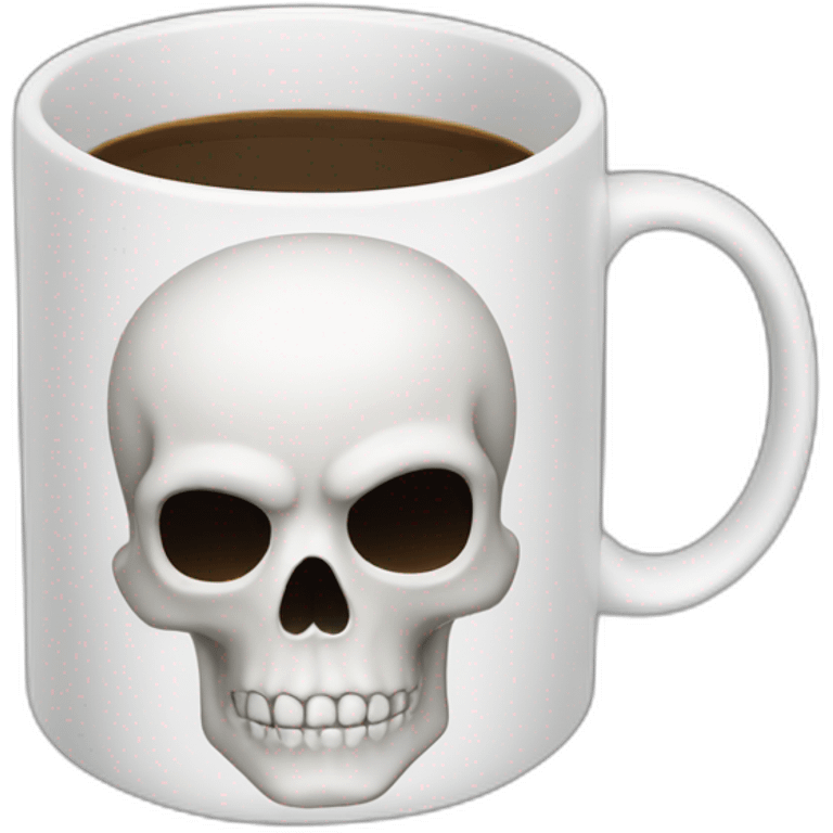 A white coffee mug with a skull on it emoji