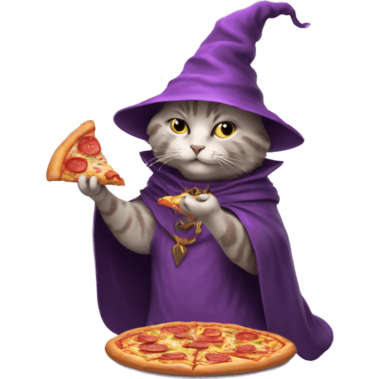 cat wizard eats pizza emoji